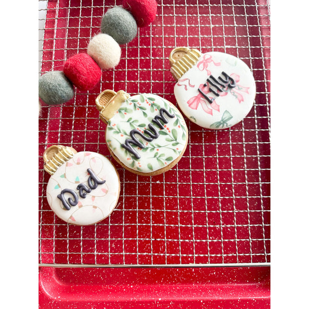 personalise christmas stocking cookie and baubles