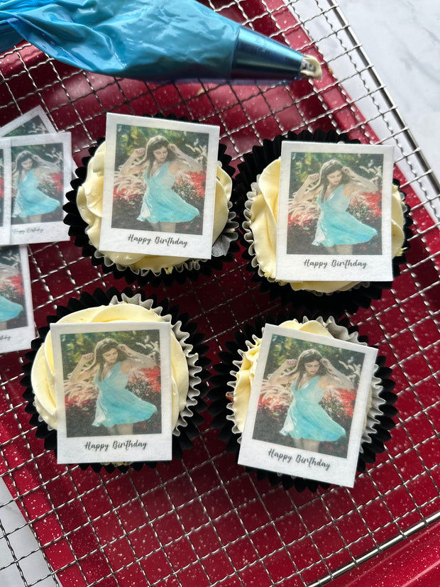 15 Edible polaroid pre-cut toppers | Wafer Card | Icing sheet.