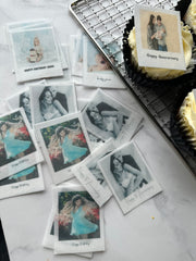 15 Edible polaroid pre-cut toppers | Wafer Card | Icing sheet.